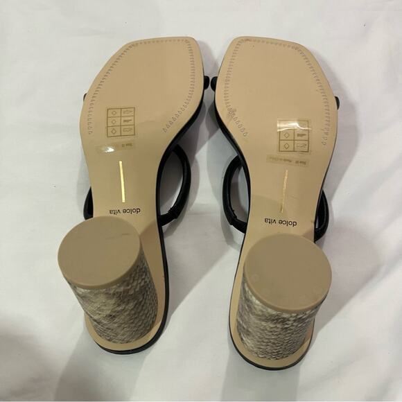 Dolce Vita Noles Black Leather High Heels Slip on Open Toe Snake Print Size 10 - Picture 8 of 11